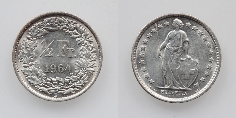 Schweiz 50 Rappen 1/2 Franken 1964 B