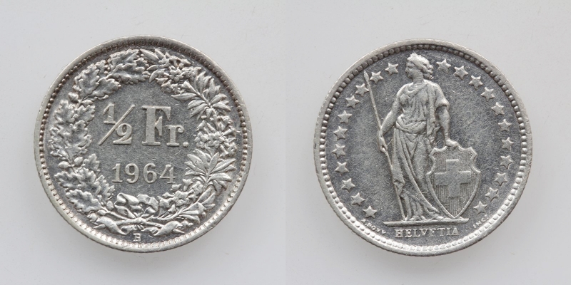 Schweiz 50 Rappen 1/2 Franken 1964 B