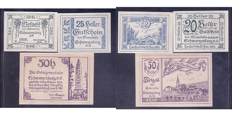 OÖ Notgeld Gemeinde Schwarzenberg 1920