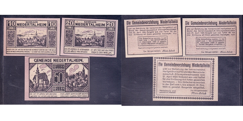 OÖ Notgeld Gemeinde Niedertalheim 1920