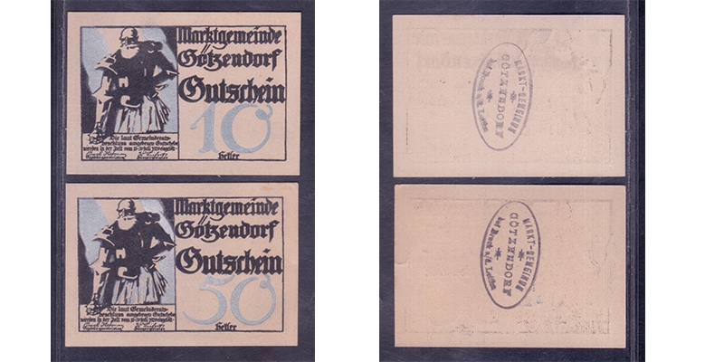 NÖ Gutschein Marktgemeinde Götzendorf 1920 Silber