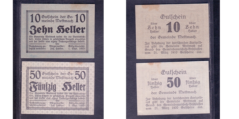 OÖ Gutschein Gemeinde Mettmach 1920