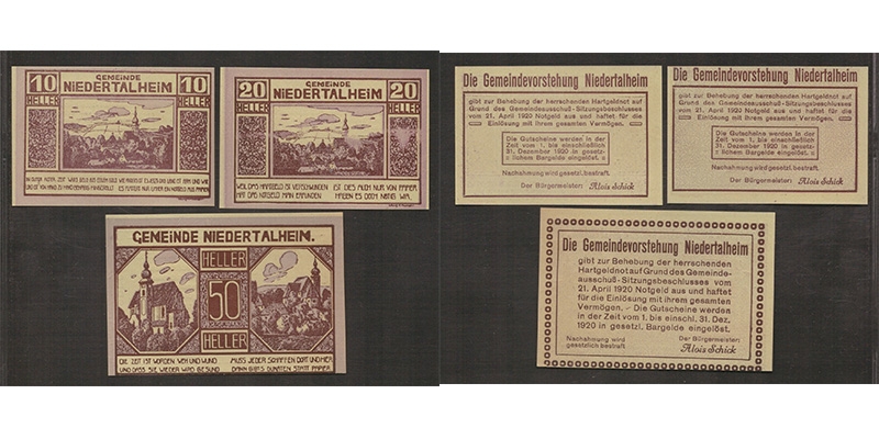 OÖ Notgeld Gemeinde Niedertalheim 1920