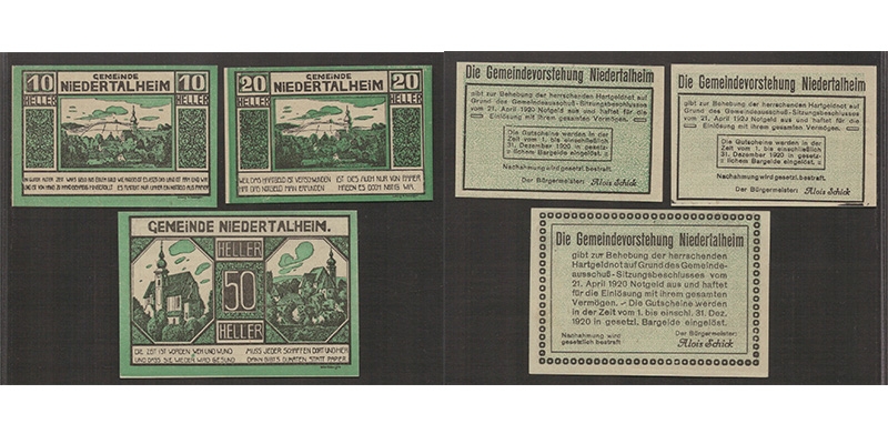 OÖ Notgeld Gemeinde Niedertalheim 1920