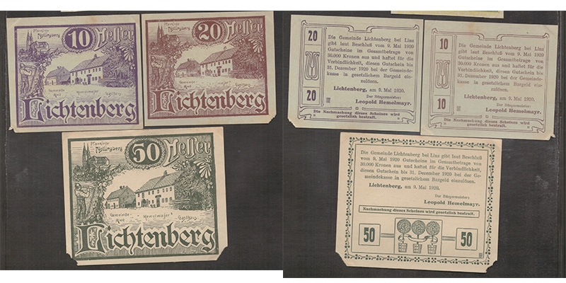 OÖ Gutschein Gemeinde Lichtenberg 1920