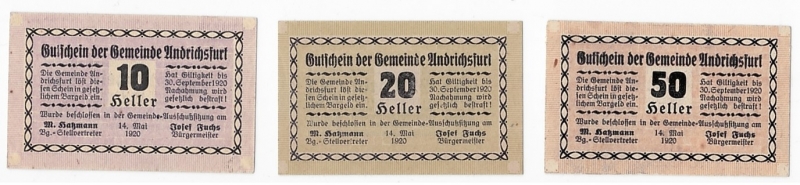 OÖ Notgeld der Gemeinde Andrichsfurt 1920