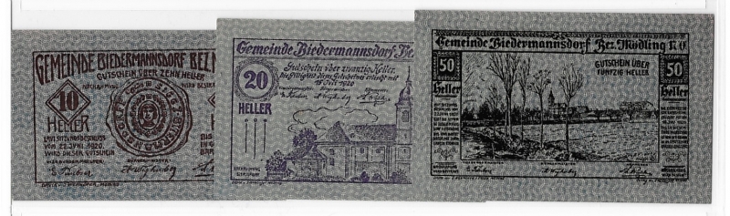 NÖ Notgeld Gemeinde Biedermannsdorf 1920