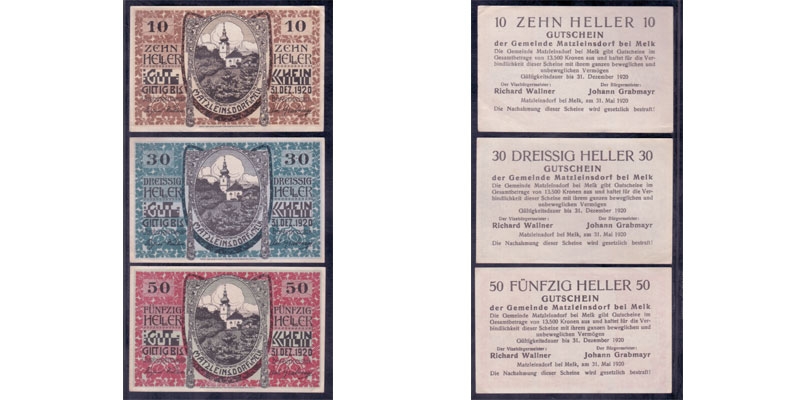 NÖ Notgeld Matzleinsdorf bei Melk 1920