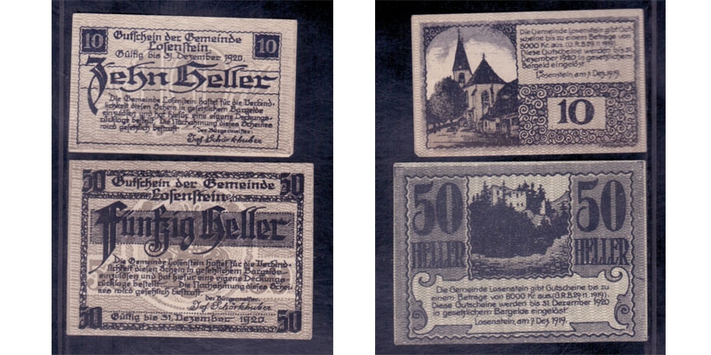 OÖ Notgeld Losenstein 10,50 Heller 1920