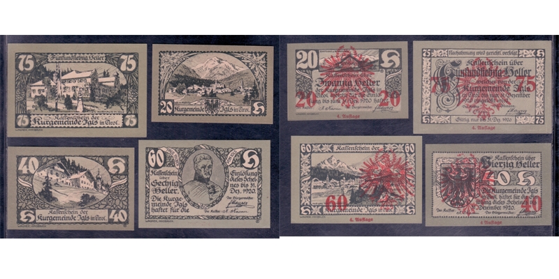 Tirol Notgeld Igls 1920 4. Auflage Aufdruck rot