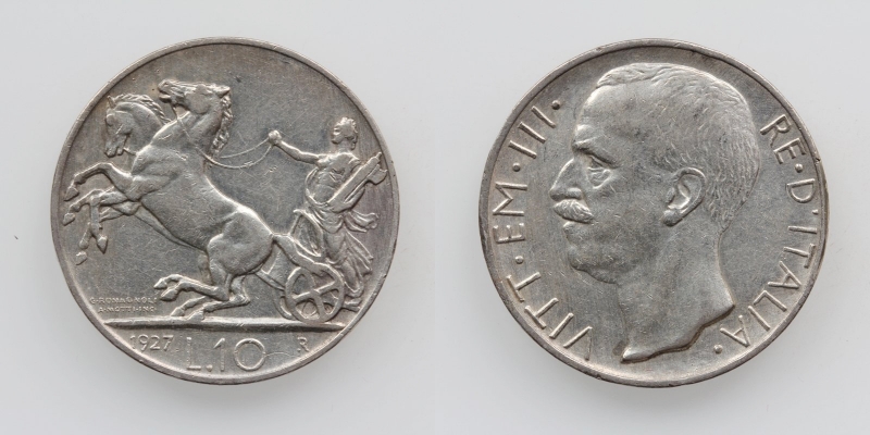 Italien Vittorio Emanuele III. 10 Lire 1927 R