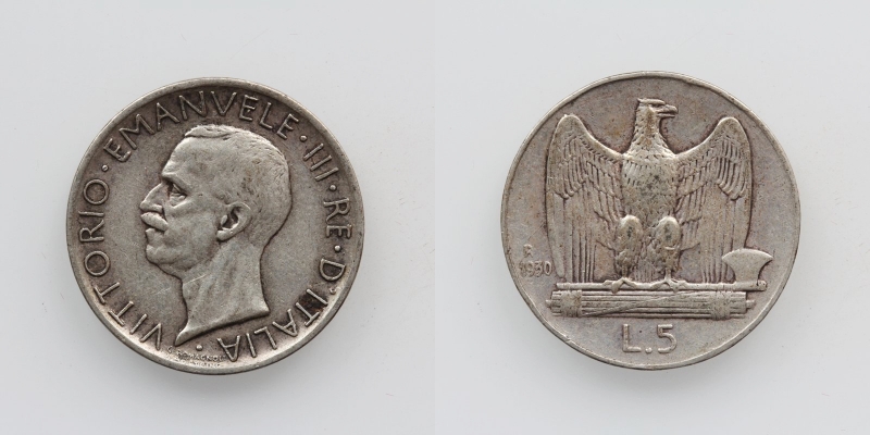 Italien Vittorio Emanuele III. 5 Lire 1930 R