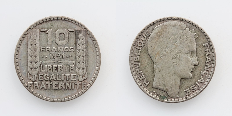 Frankreich 10 Francs 1931 Turin Silber