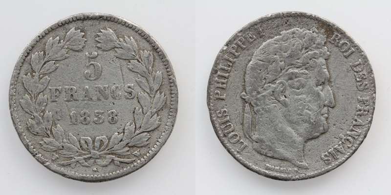 Frankreich Louis Philippe I. 5 Francs 1858 Zinnabschlag