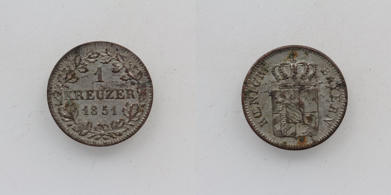 Bayern Maximilian II. Joseph 1 Kreuzer 1851