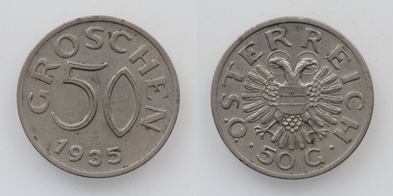 Österreich 1. Republik 50 Groschen 1935