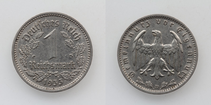 Deutsches Reich 1 Reichsmark 1933 D