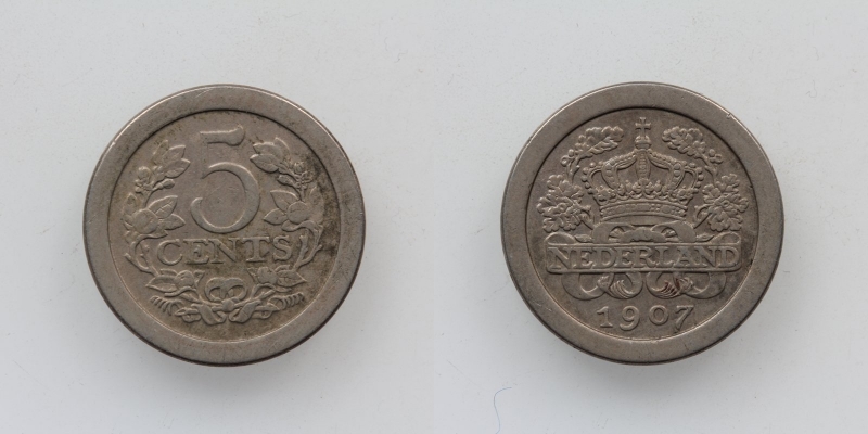Niederlande Wilhelmina 5 Cents 1907