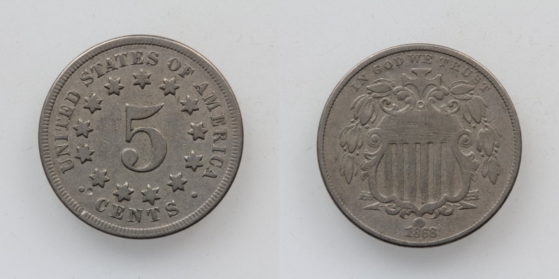 USA 5 Cents 1868