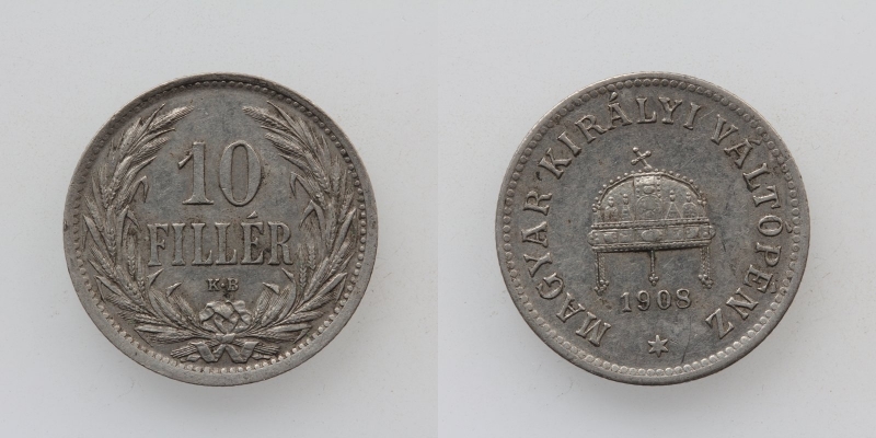 Österreich/Ungarn Franz Joseph I. 10 Filler 1908 KB