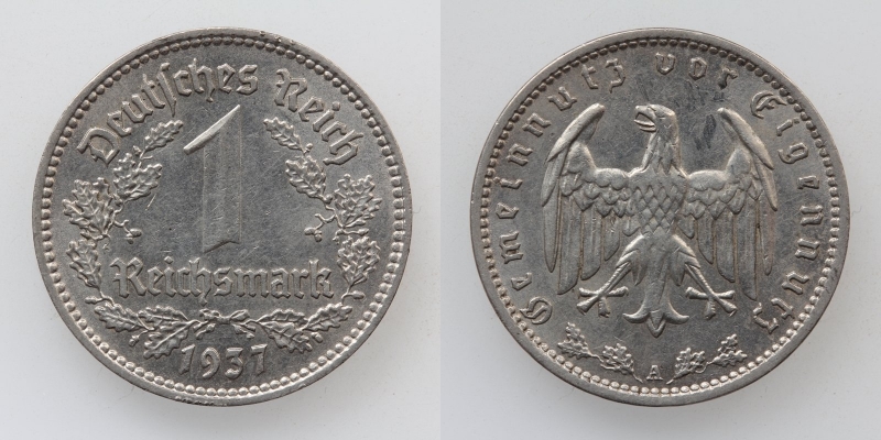 Deutsches Reich 1 Reichsmark 1937 A