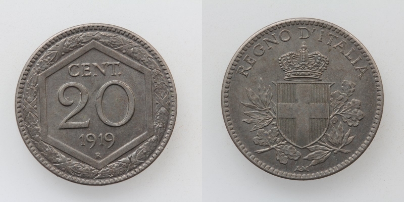 Italien Vittorio Emanuele III. 20 Centesimi 1919 R