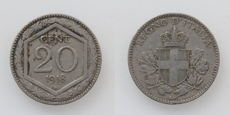 Italien Vittorio Emanuele III. 20 Centesimi 1918 R