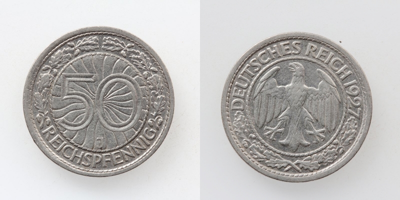 Weimarer Republik 50 Reichspfennig 1927 J