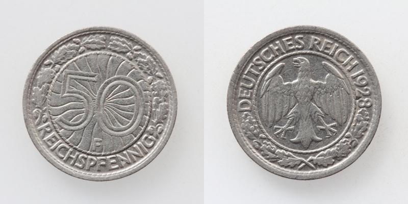Weimarer Republik 50 Reichspfennig 1928 F