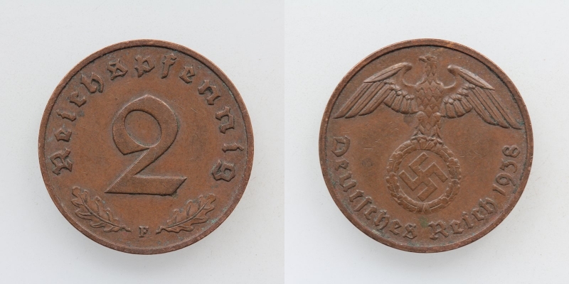 Deutsches Reich 2 Reichspfennig 1938 F