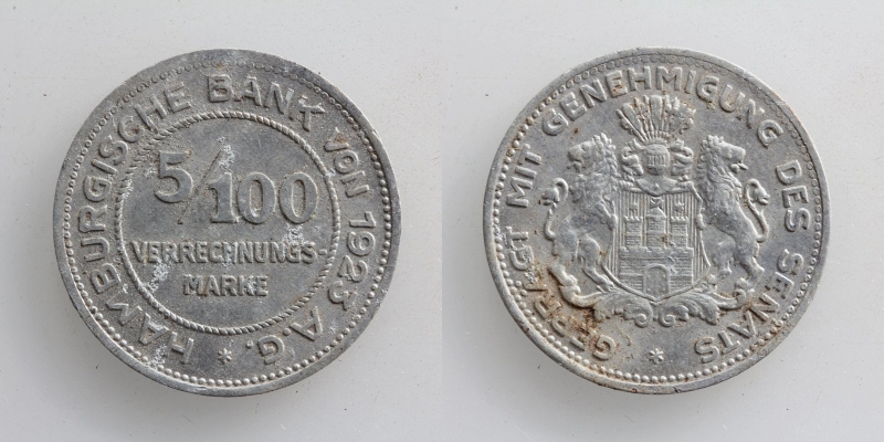 Hamburg 5/100 Verrechnungsmarke 1923
