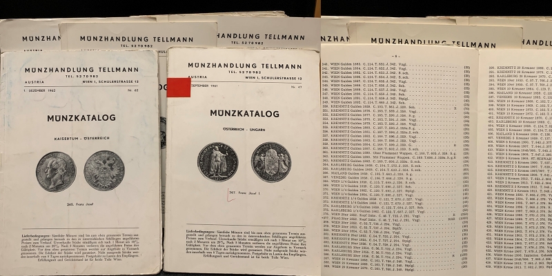 Münzhandlung Tellmann Wien Auktionskataloge 1960-1962 9 Stück