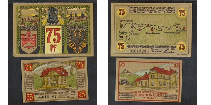 Sachsen-Anhalt Notgeld Wernigerode Nordhausen 1921