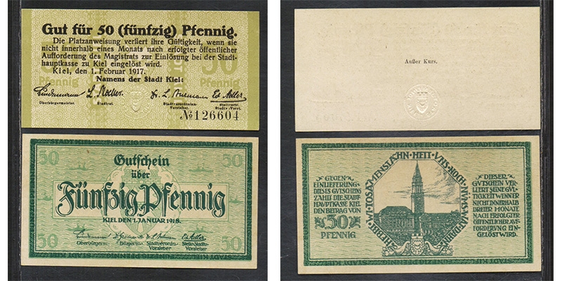 Schleswig-Holstein Notgeld Kiel 1917/18