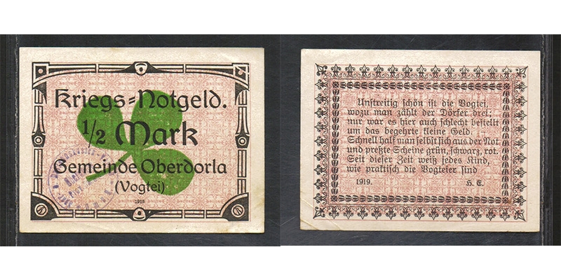 Thüringen Notgeld Oberdorla (Vogtei) 1918