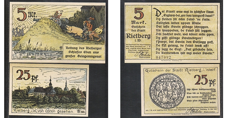 Westfalen Notgeld Rietberg 1921