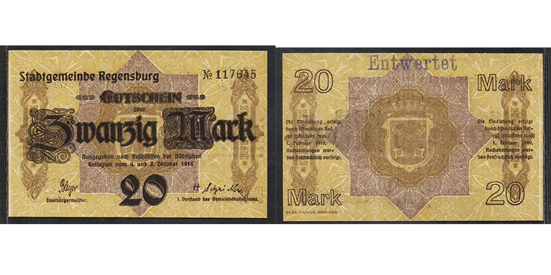 Bayern 20 Mark 1918 Regensburg