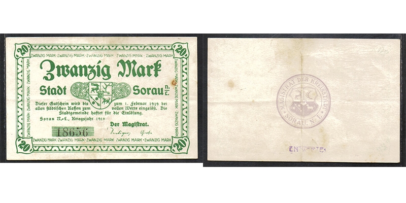 Brandenburg 20 Mark 1918 Sorau