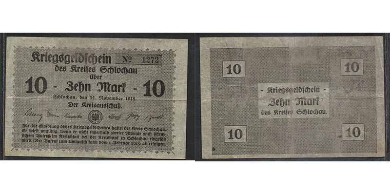 Ost- & Westpreussen 10 Mark 1918 Schlochau