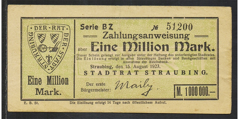 Bayern eine Million Mark 1923 Straubing