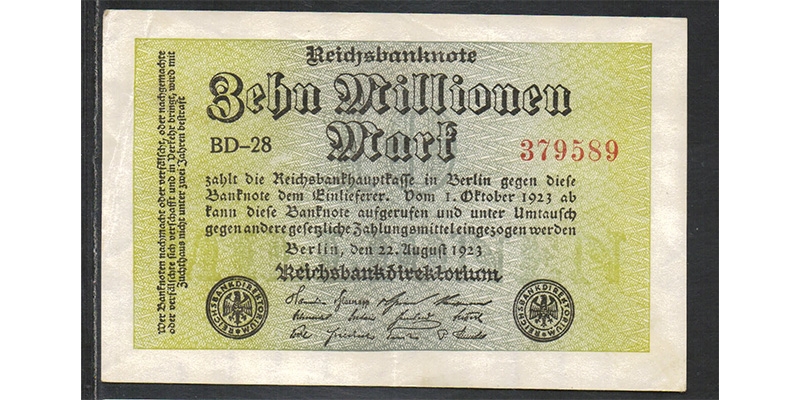 Reichsbanknote 10 Millionen Mark 1923 Berlin