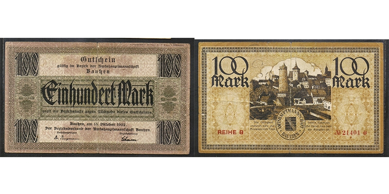 Sachsen 100 Mark 1922 Bautzen