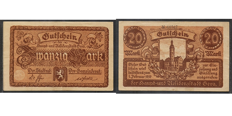 Thüringen 20 Mark 1919 Gera