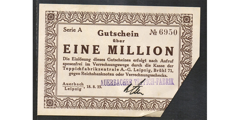 Sachsen 2 Millionen Mark 1923 Auerbach Leipzig