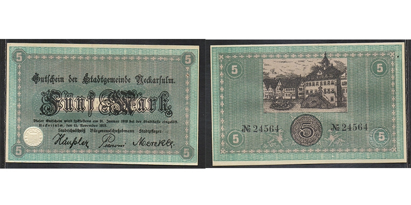 Baden-Württemberg 5 Mark 1918 Neckarsulm