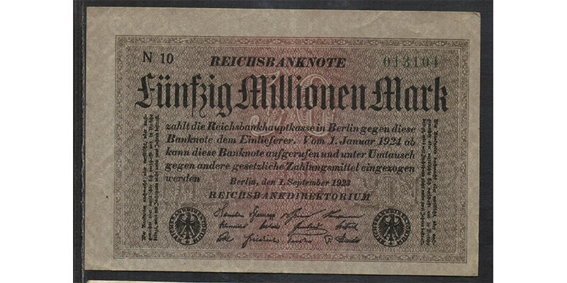 Reichsbanknote 50 Millionen Mark 1923 Berlin