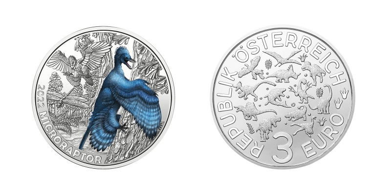 Österreich 3 Euro Super Saurier 2022 Microraptor gui