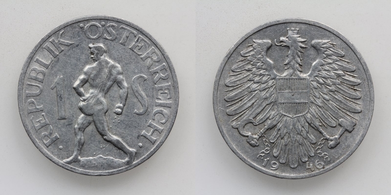 Österreich 2. Republik 1 Schilling 1946 Alu