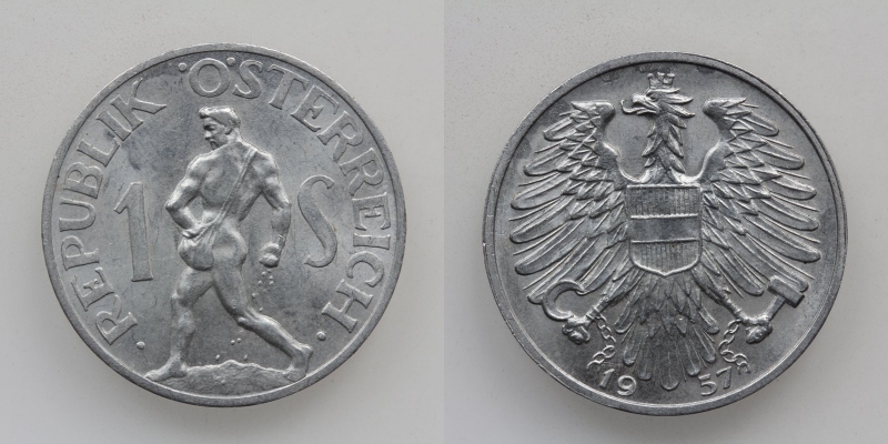 Österreich 2. Republik 1 Schilling 1957 Alu