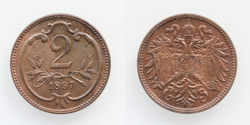 Österreich/Ungarn Franz Joseph I. 2 Heller 1897